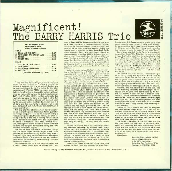 Back cover, Harris, Barry (Trio) - Magnificent!