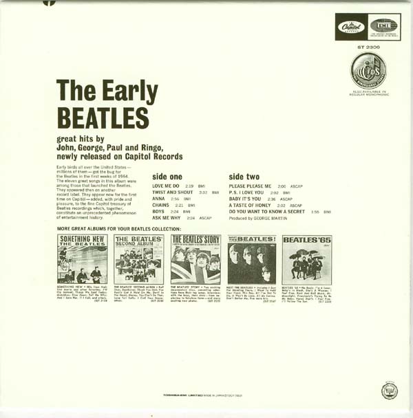 Back cover, Beatles (The) - The Early Beatles