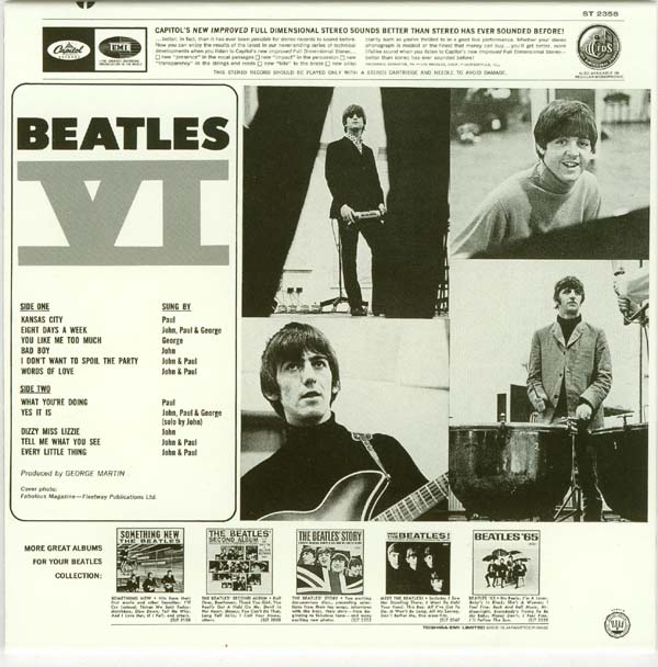 Back cover, Beatles (The) - Beatles VI