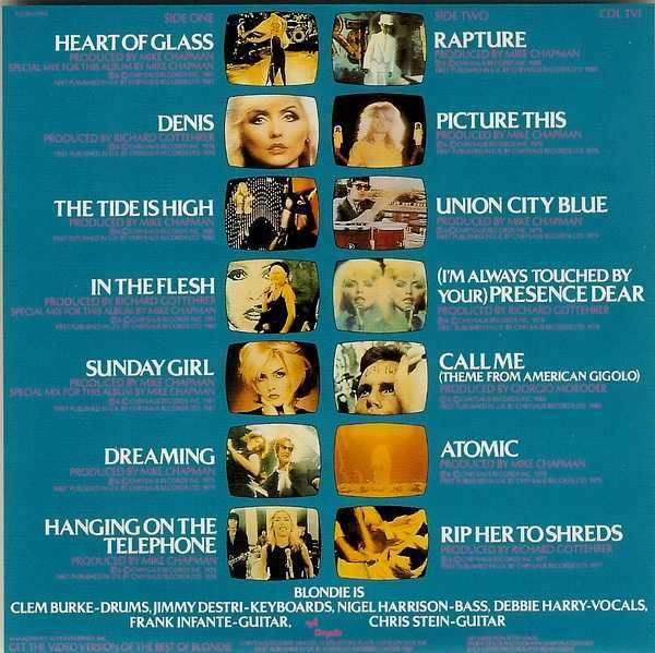 back cover and also used as an insert, Blondie - Best Of 
