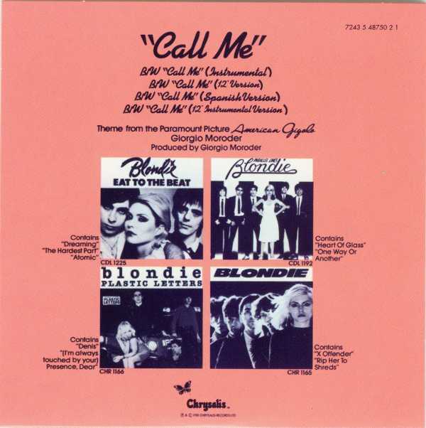 Call Me Back Cover, Blondie - Singles Box