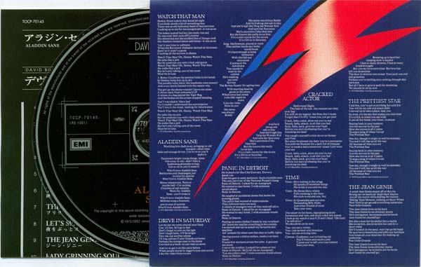 Inner with lyrics, CD and insert, Bowie, David - Aladdin Sane