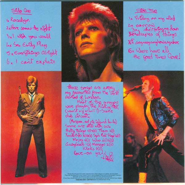 Back cover, Bowie, David - Pinups