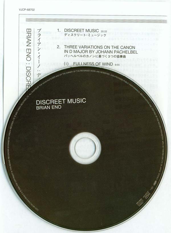 CD and insert, Eno, Brian - Discreet Music