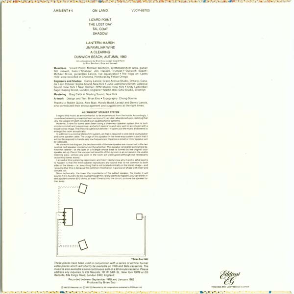 Back cover, Eno, Brian - Ambient 4 - On Land