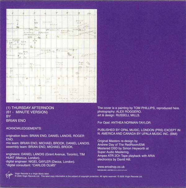 Back cover, Eno, Brian - Thursday Afternoon