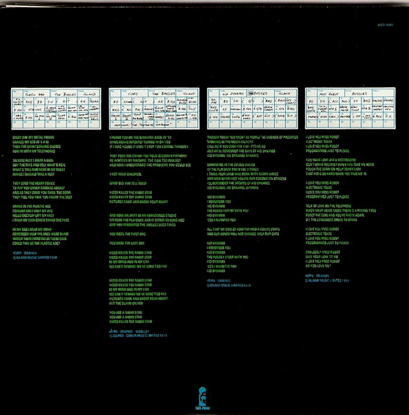 Inner Lyric Sleeve - side 1, Buggles (The) - The Age Of Plastic (+3)