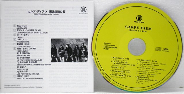 CD and Insert, Carpe Diem - Cuille Le Jour
