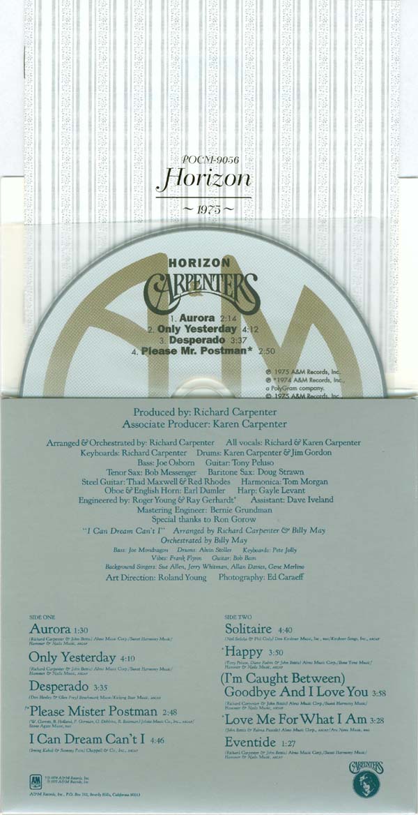 Top loading back cover, CD and insert, Carpenters - Horizon