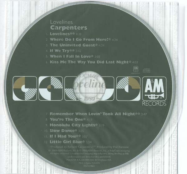 CD and booklet, Carpenters - Lovelines