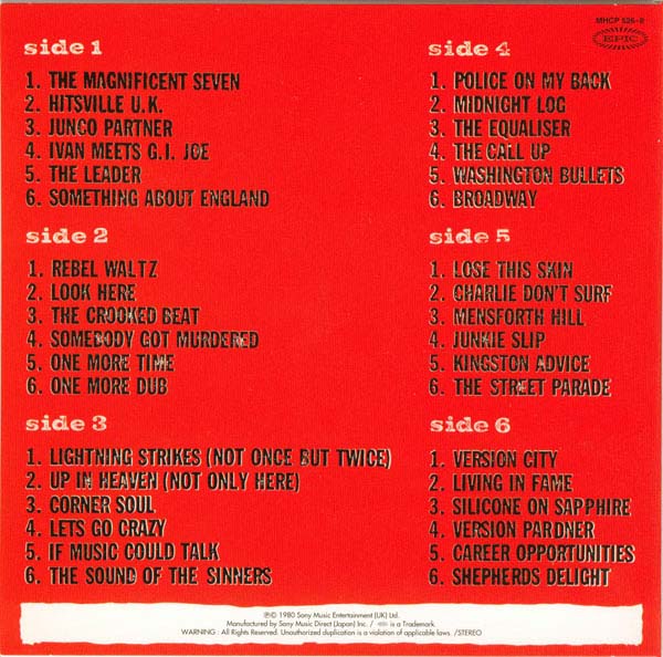 Back Cover, Clash (The) - Sandinista