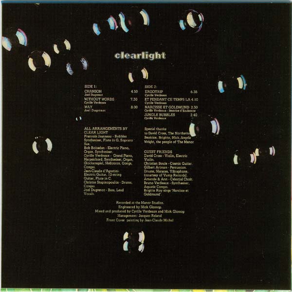 Back cover, Clearlight - Forever Blowing Bubbles (+5)