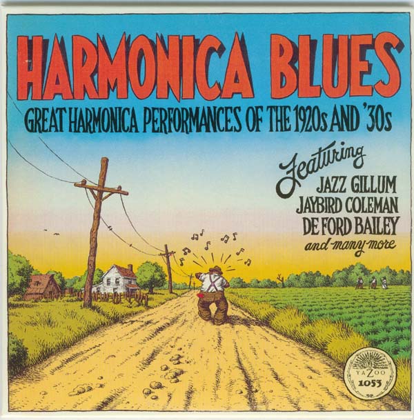 Cover with no obi highlighting Robert Crumb's artwork, Various Artists - Harmonica Blues - Great Harmonica Performances of the 1920s and '30s
