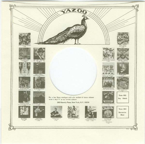 Yazoo inner sleeve from 1971, Various Artists - Harmonica Blues - Great Harmonica Performances of the 1920s and '30s