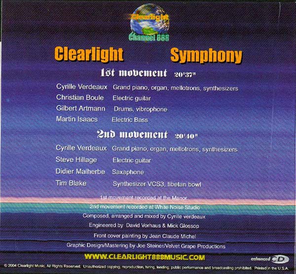 Back cover, Clearlight - Clearlight Symphony