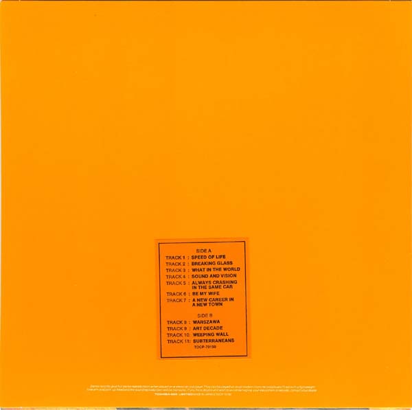 Back cover, Bowie, David - Low