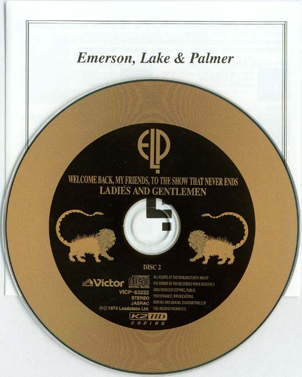 CD 2 and generic ELP insert, Emerson, Lake + Palmer - Ladies and Gentleman