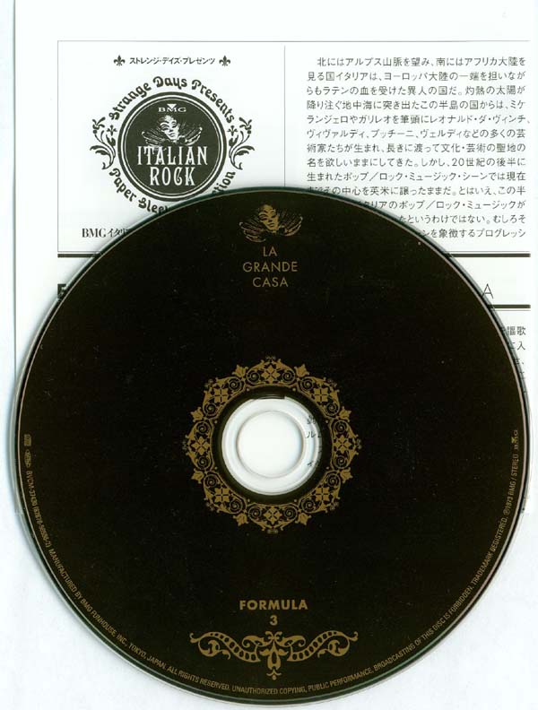 CD and insert, Formula 3 - La Grande Casa