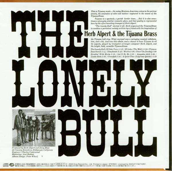 Back cover, Alpert, Herb (and the Tijuana Brass) - The Lonely Bull