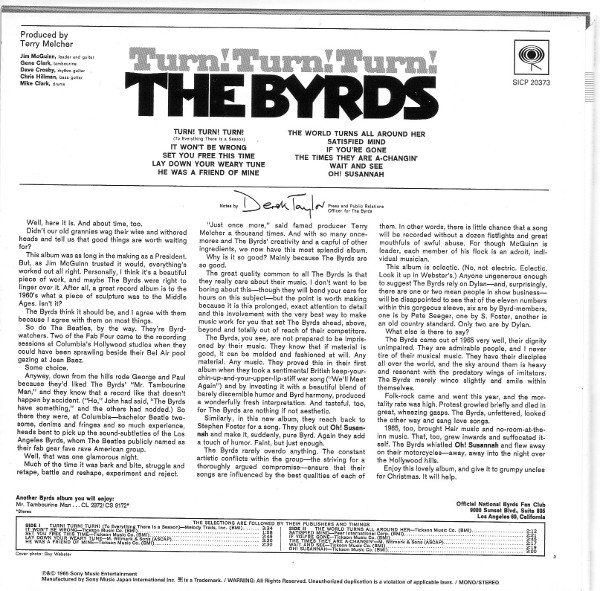 Back sleeve, Byrds (The) - Turn! Turn! Turn! (+14)