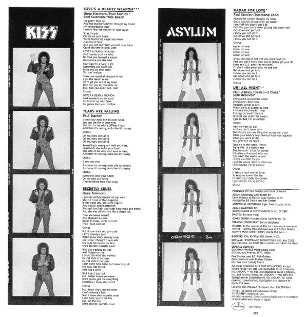 Inner sleeve side 2, Kiss - Asylum 