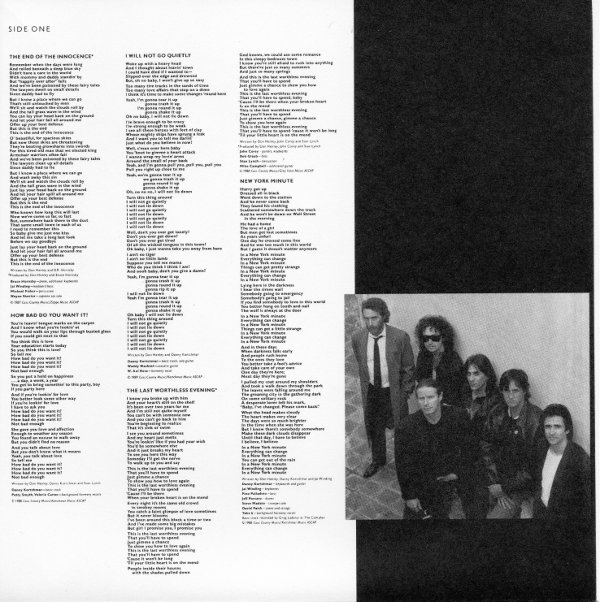 Inner sleeve side one, Henley, Don - The End of The Innocence
