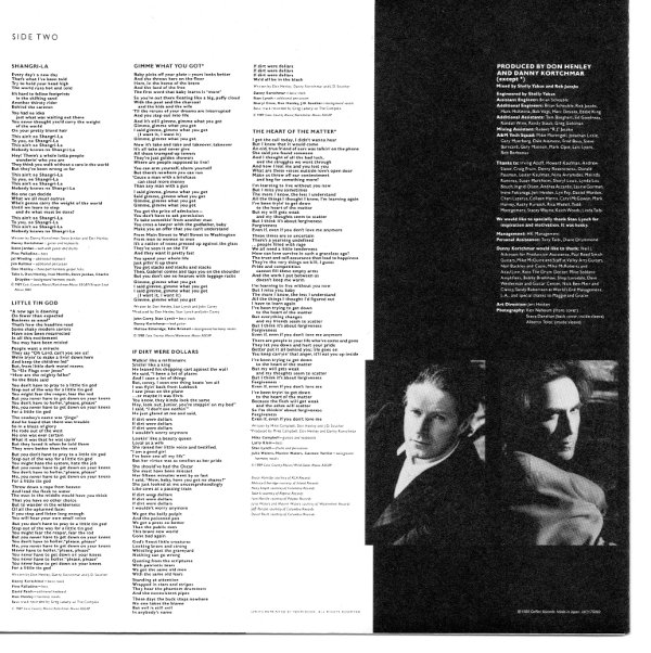 Inner sleeve side two, Henley, Don - The End of The Innocence