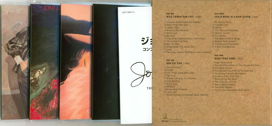 Back of box with CDs and thick booklet, Mitchell, Joni - The Complete Geffen Recordings Box