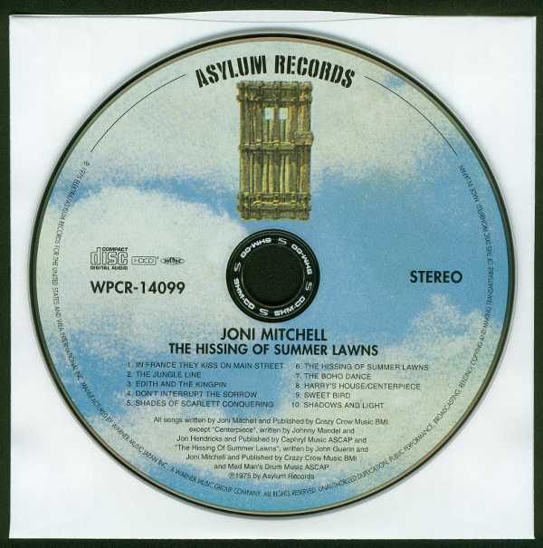 CD Asylum label, Mitchell, Joni - The Hissing Of Summer Lawns