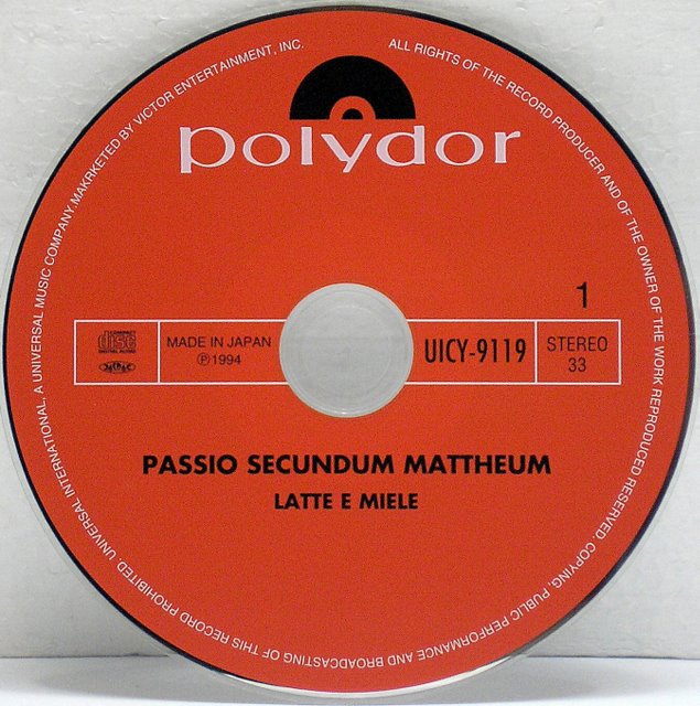 CD, Latte E Miele - Passio Secundum Mattheum