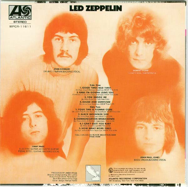 Back cover, Led Zeppelin - Led Zeppelin