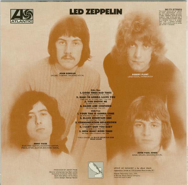 Back cover, Led Zeppelin - Led Zeppelin