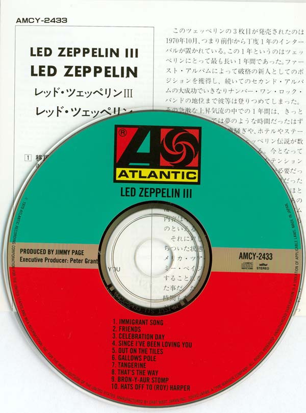 CD and insert, Led Zeppelin - III