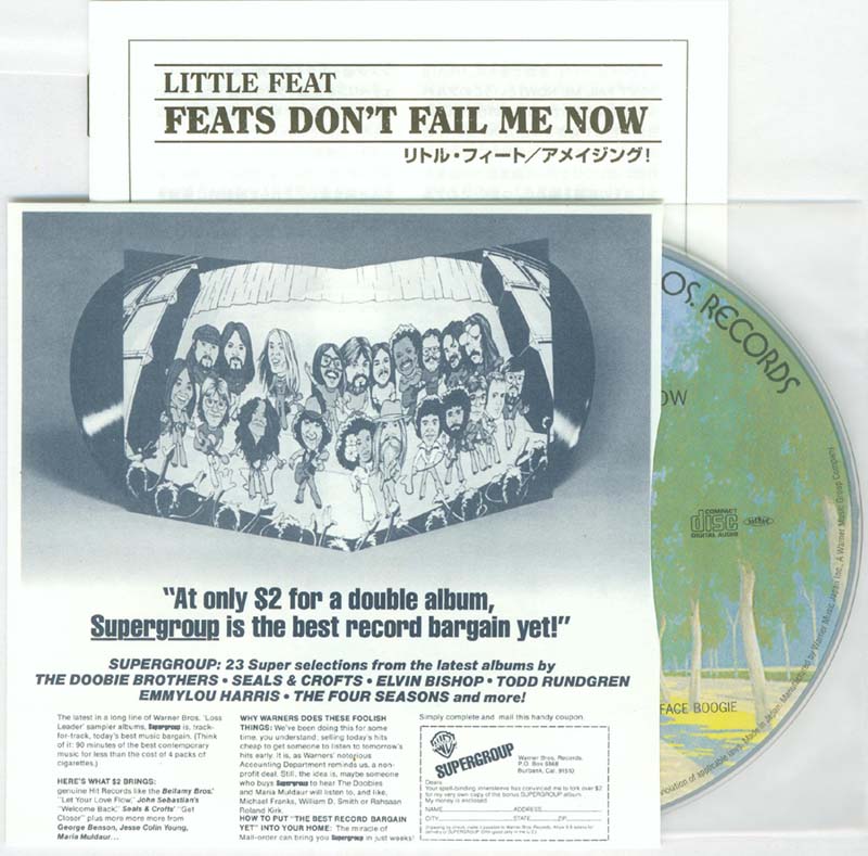 CD, inner bag and insert, Little Feat - Feats Don't Fail Me Now