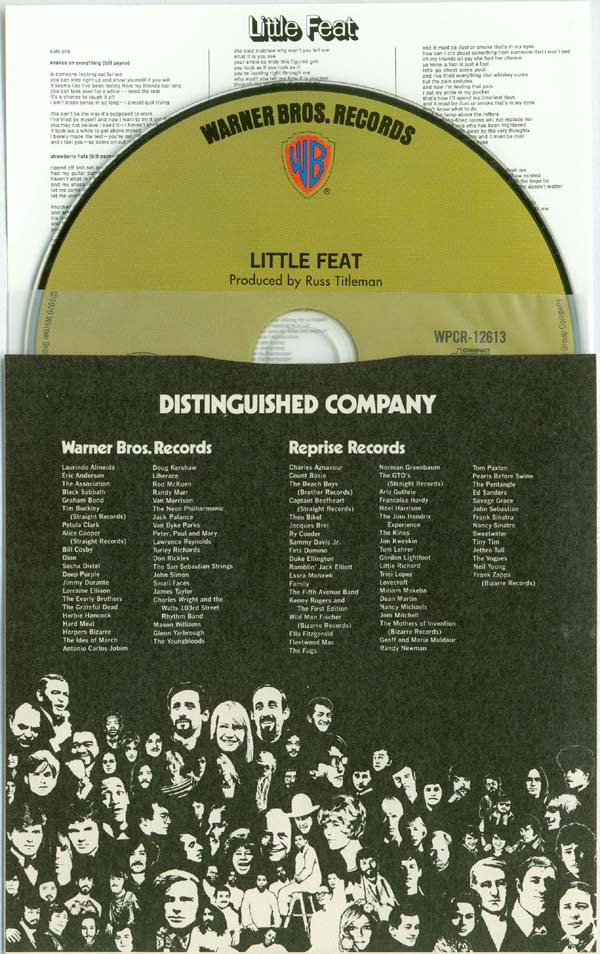 Inner bag, CD, original lyric sheet, Little Feat - Little Feat