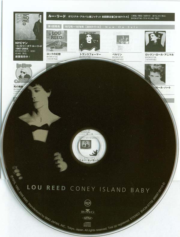 CD and booklet (back cover - with other releases in this issue), Reed, Lou - Coney Island Baby +6