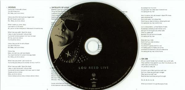 CD and booklet (open) - standard issue with this series of releases, Reed, Lou - Live