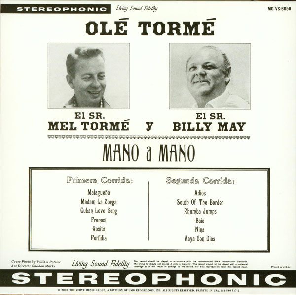 Back cover, Torme, Mel - Ole Torme