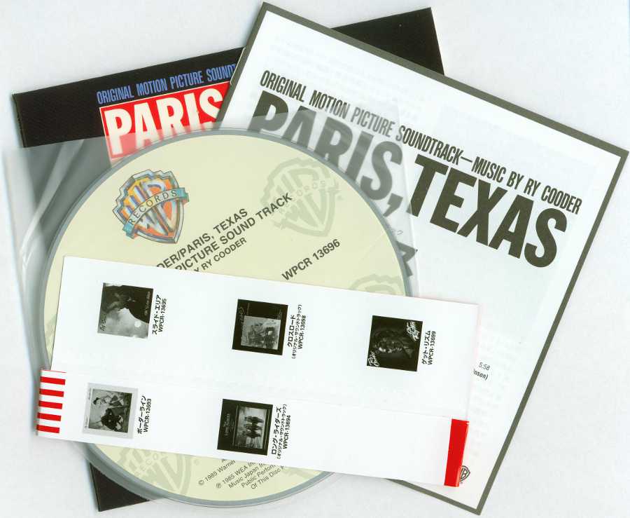 Contents and back of obi, Cooder, Ry - Paris. Texas