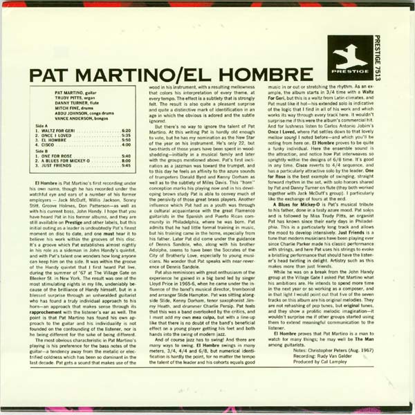 Back cover, Martino, Pat - El Hombre