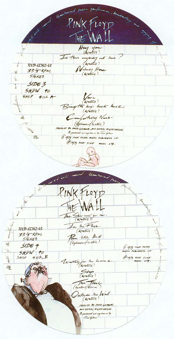 Vinyl labels sides 3 and 4, Pink Floyd - The Wall