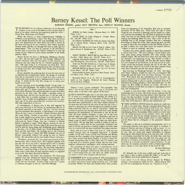 Back cover, Poll Winners (The) - The Poll Winners: Barney Kessel with Shelly Manne and Ray Brown