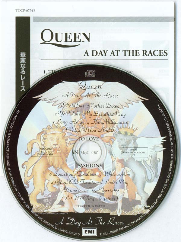 CD and insert Queen A Day At The Races