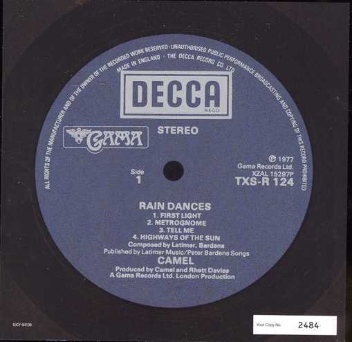 Label, Camel - Rain Dances