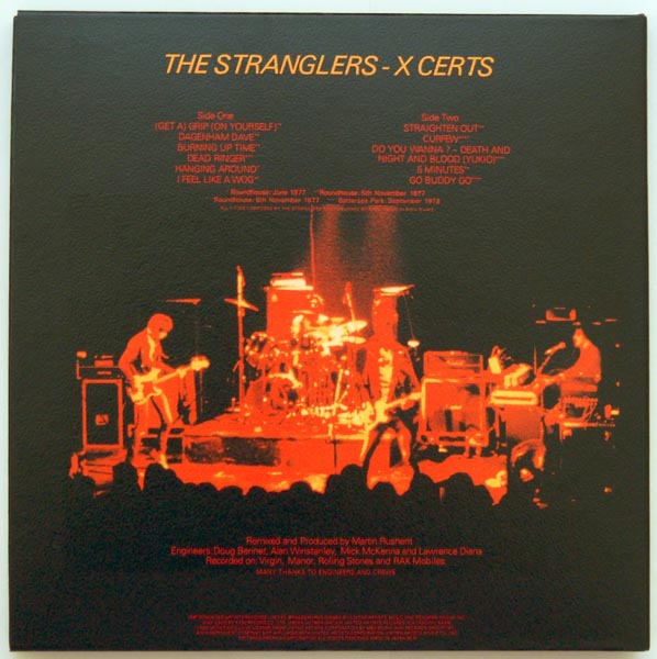 Back cover from Promo Sleeve, Stranglers (The) - Live (X Cert)