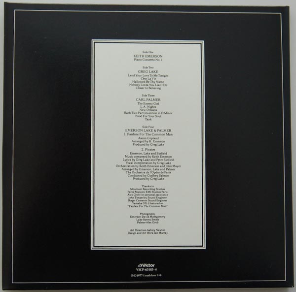Back cover, Emerson, Lake + Palmer - Works Volume 1