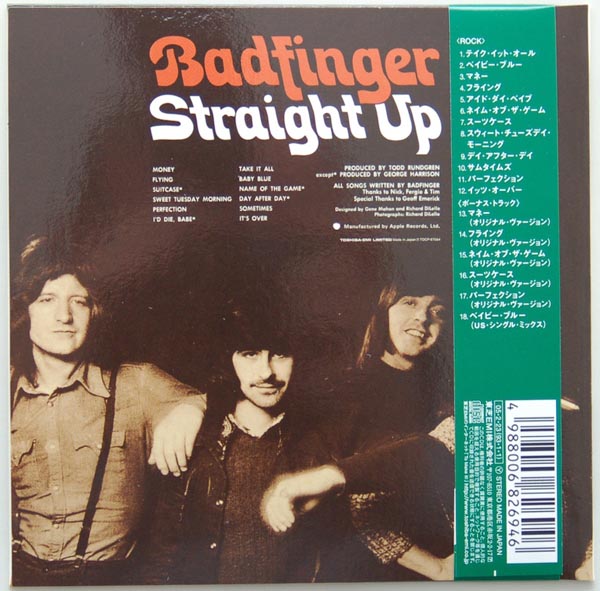 Back cover, Badfinger - Straight Up