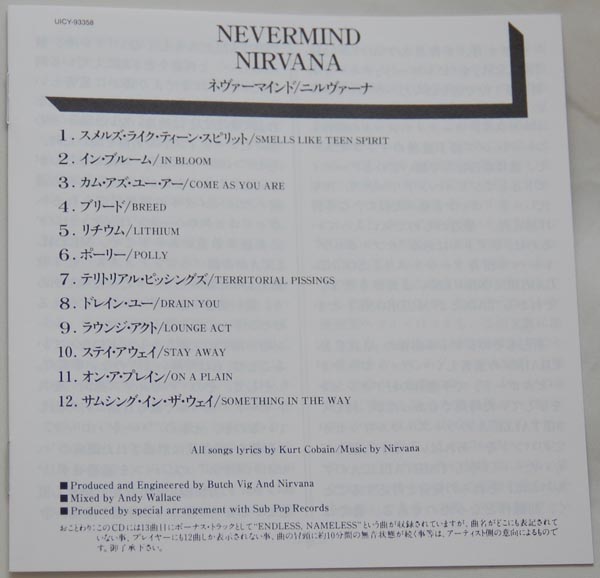 Lyric book, Nirvana - Nevermind