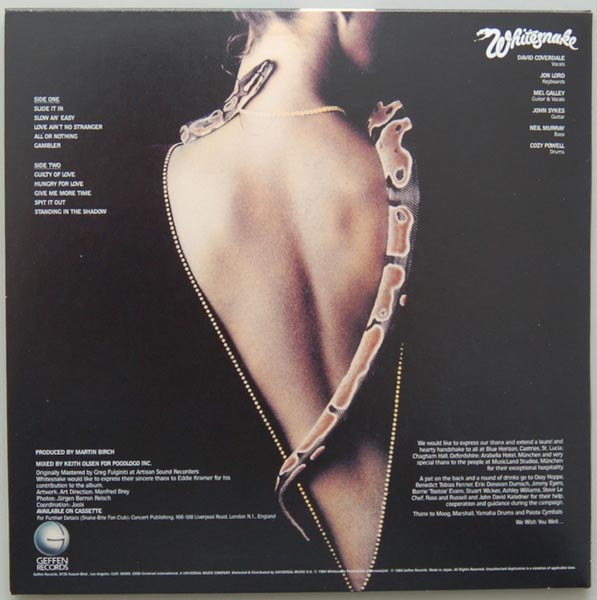 Back cover, Whitesnake - Slide it in