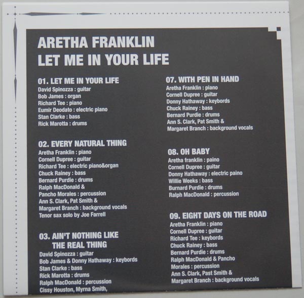 Lyric book, Franklin, Aretha - Let Me In Your Life